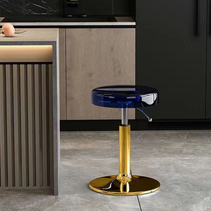 Modern Luxury Acrylic Carbon Steel Round Bar Stool For Dining Room