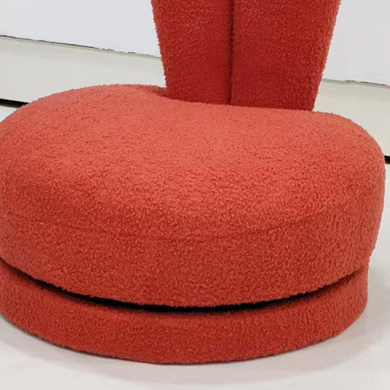 Modern Minimalist Kids Lambswool Solid Wood Round Bunny-Ear Low Stool With Backrest For Living Room