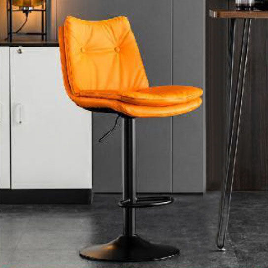Modern Minimalist Nappa Leather Iron Curved Square Bar Stool With Backrest For Dining Room