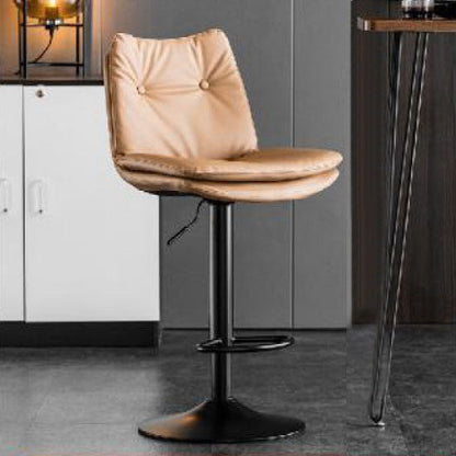 Modern Minimalist Nappa Leather Iron Curved Square Bar Stool With Backrest For Dining Room