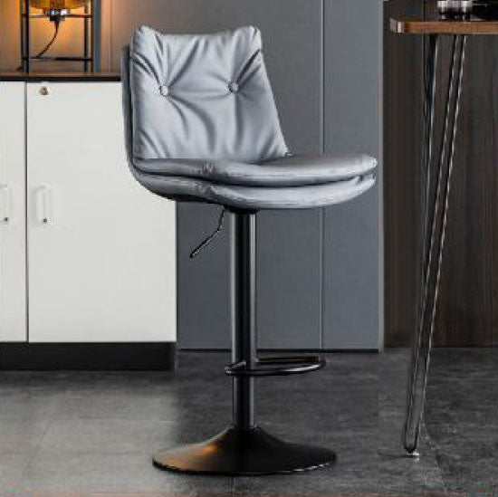 Modern Minimalist Nappa Leather Iron Curved Square Bar Stool With Backrest For Dining Room