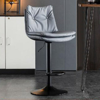 Modern Minimalist Nappa Leather Iron Curved Square Bar Stool With Backrest For Dining Room