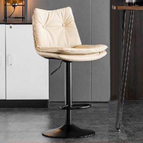 Modern Minimalist Nappa Leather Iron Curved Square Bar Stool With Backrest For Dining Room