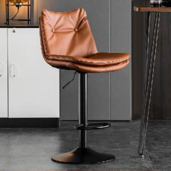 Modern Minimalist Nappa Leather Iron Curved Square Bar Stool With Backrest For Dining Room