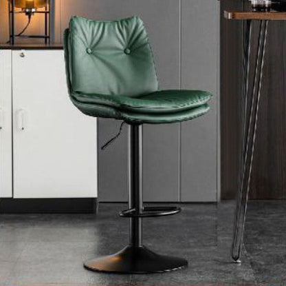 Modern Minimalist Nappa Leather Iron Curved Square Bar Stool With Backrest For Dining Room