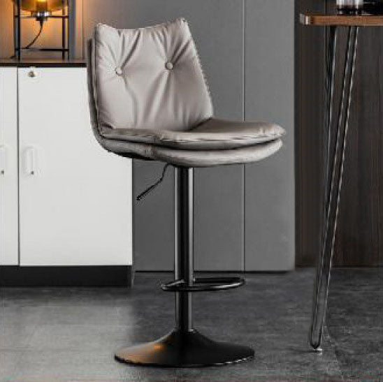 Modern Minimalist Nappa Leather Iron Curved Square Bar Stool With Backrest For Dining Room