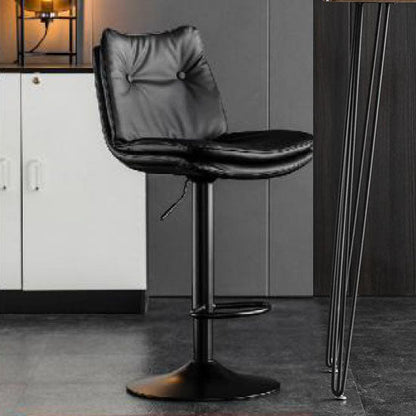 Modern Minimalist Nappa Leather Iron Curved Square Bar Stool With Backrest For Dining Room