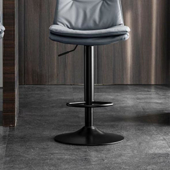 Modern Minimalist Nappa Leather Iron Curved Square Bar Stool With Backrest For Dining Room
