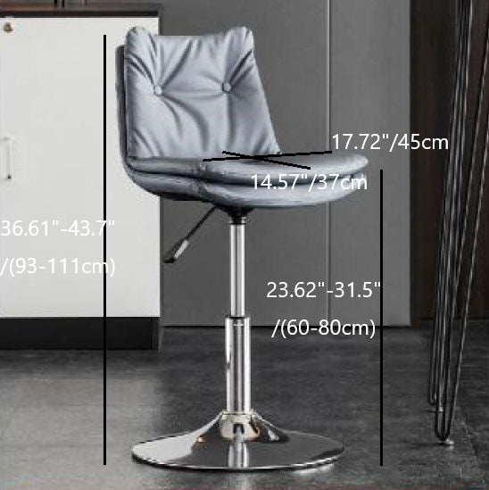 Modern Minimalist Nappa Leather Iron Curved Square Bar Stool With Backrest For Dining Room