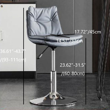Modern Minimalist Nappa Leather Iron Curved Square Bar Stool With Backrest For Dining Room