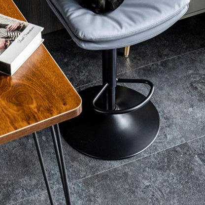 Modern Minimalist Nappa Leather Iron Curved Square Bar Stool With Backrest For Dining Room