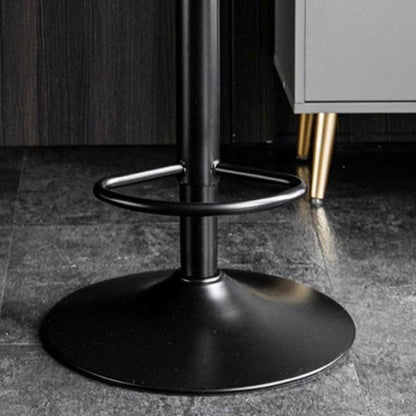 Modern Minimalist Nappa Leather Iron Curved Square Bar Stool With Backrest For Dining Room