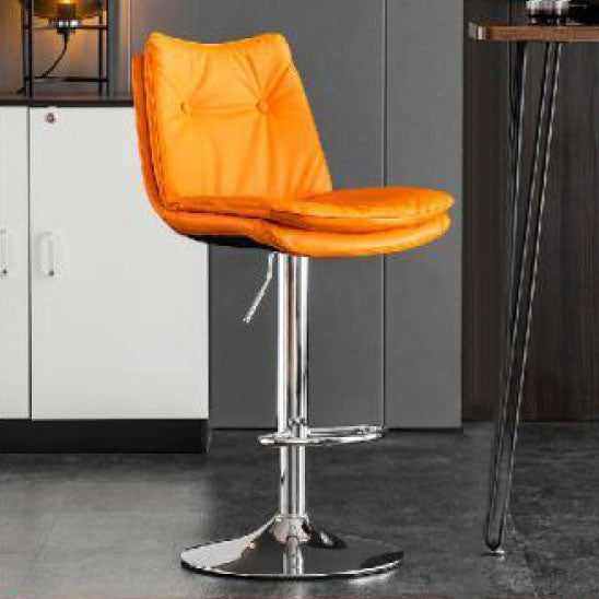 Modern Minimalist Nappa Leather Iron Curved Square Bar Stool With Backrest For Dining Room
