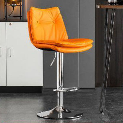 Modern Minimalist Nappa Leather Iron Curved Square Bar Stool With Backrest For Dining Room