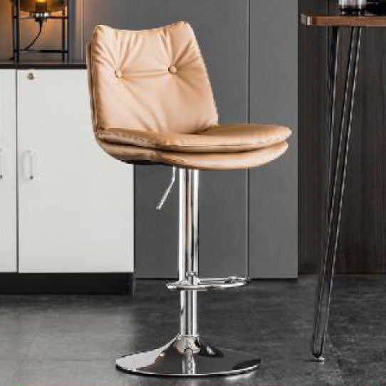Modern Minimalist Nappa Leather Iron Curved Square Bar Stool With Backrest For Dining Room
