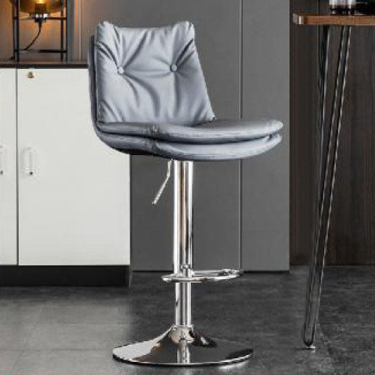 Modern Minimalist Nappa Leather Iron Curved Square Bar Stool With Backrest For Dining Room