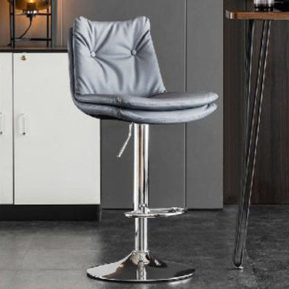 Modern Minimalist Nappa Leather Iron Curved Square Bar Stool With Backrest For Dining Room