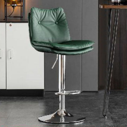 Modern Minimalist Nappa Leather Iron Curved Square Bar Stool With Backrest For Dining Room