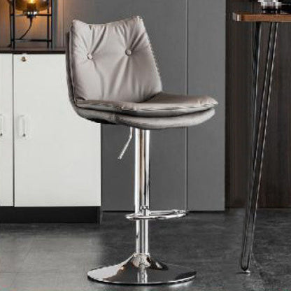 Modern Minimalist Nappa Leather Iron Curved Square Bar Stool With Backrest For Dining Room