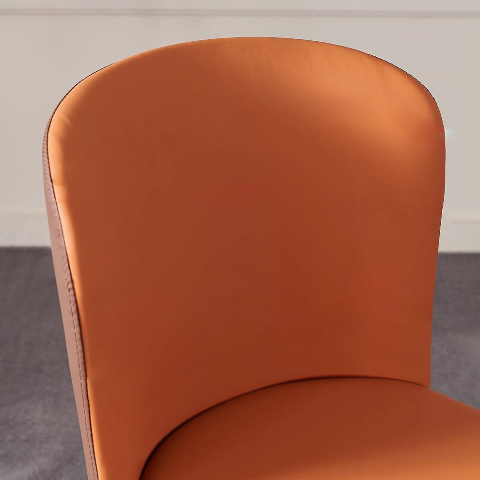 Contemporary Scandinavian PU Leather Carbon Steel Curved Square Dining Chair With Backrest For Dining Room