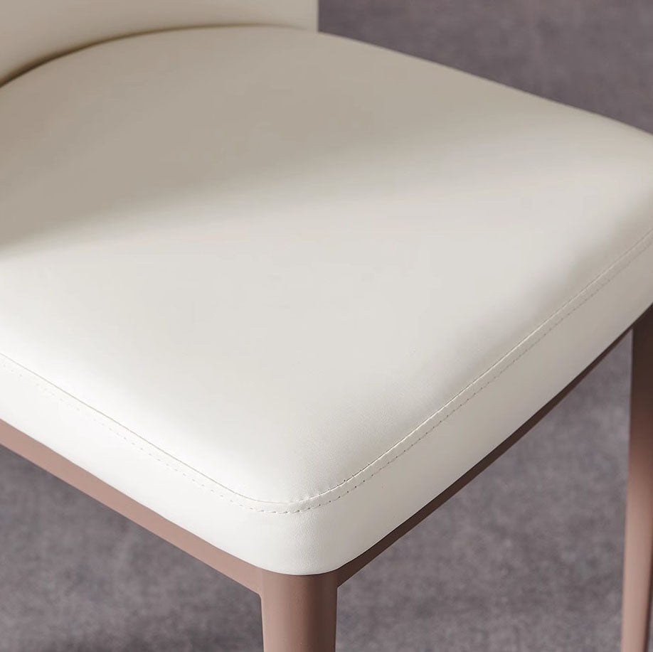 Contemporary Scandinavian PU Leather Carbon Steel Curved Square Dining Chair With Backrest For Dining Room