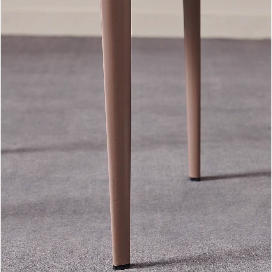 Contemporary Scandinavian PU Leather Carbon Steel Curved Square Dining Chair With Backrest For Dining Room