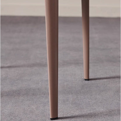 Contemporary Scandinavian PU Leather Carbon Steel Curved Square Dining Chair With Backrest For Dining Room