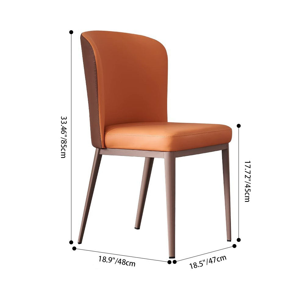 Contemporary Scandinavian PU Leather Carbon Steel Curved Square Dining Chair With Backrest For Dining Room