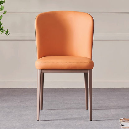 Contemporary Scandinavian PU Leather Carbon Steel Curved Square Dining Chair With Backrest For Dining Room