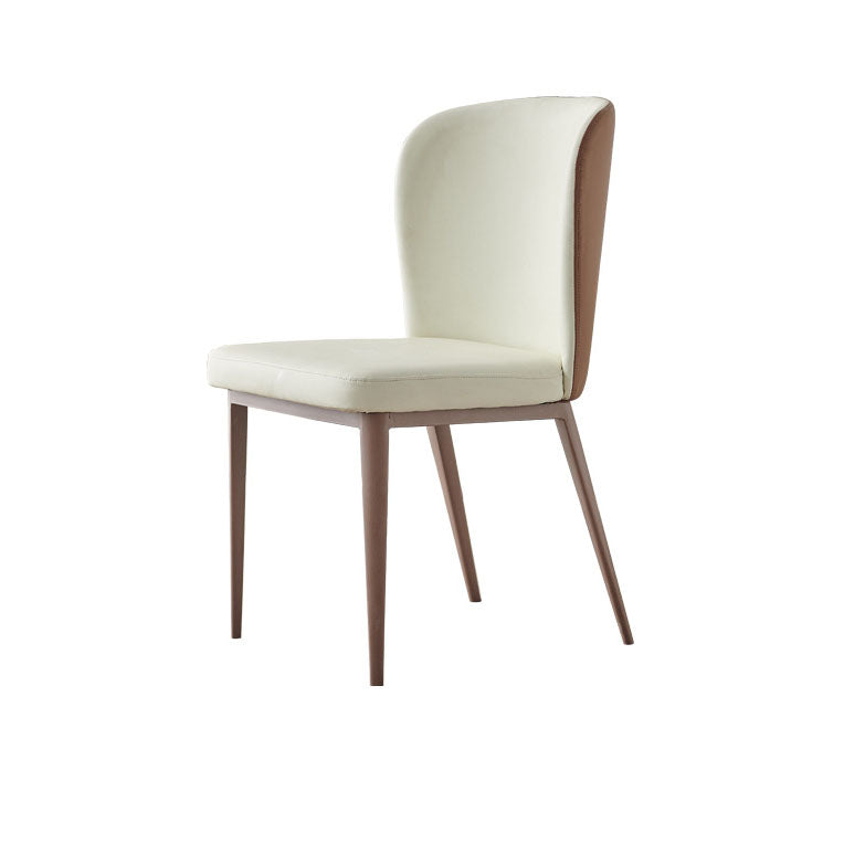 Contemporary Scandinavian PU Leather Carbon Steel Curved Square Dining Chair With Backrest For Dining Room