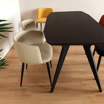 Contemporary Scandinavian Fabric Faux Leather Carbon Steel Curved Dining Chair With Backrest For Dining Room