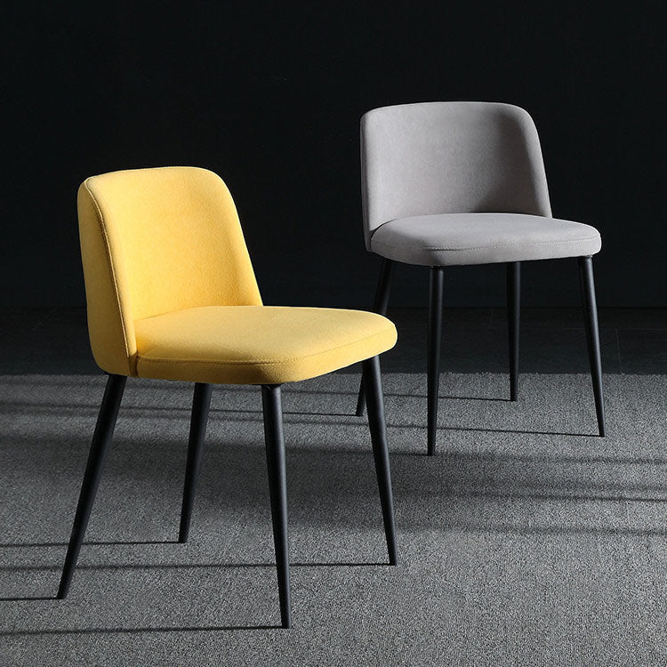 Contemporary Scandinavian Fabric Faux Leather Carbon Steel Curved Dining Chair With Backrest For Dining Room
