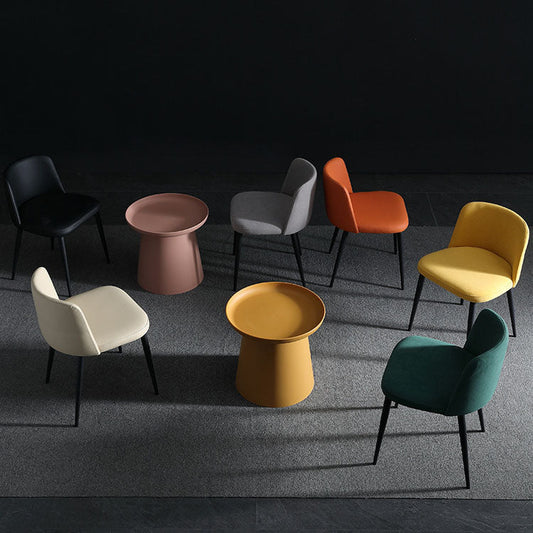 Contemporary Scandinavian Fabric Faux Leather Carbon Steel Curved Dining Chair With Backrest For Dining Room