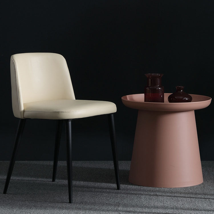 Contemporary Scandinavian Fabric Faux Leather Carbon Steel Curved Dining Chair With Backrest For Dining Room