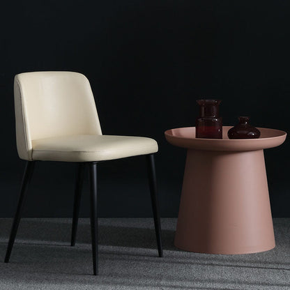 Contemporary Scandinavian Fabric Faux Leather Carbon Steel Curved Dining Chair With Backrest For Dining Room