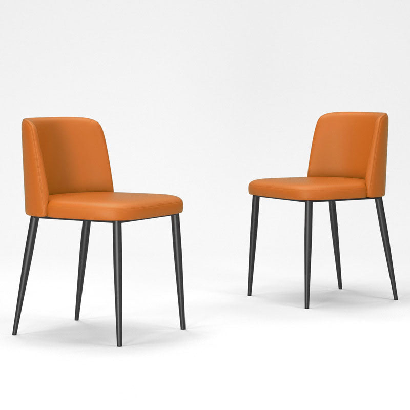 Contemporary Scandinavian Fabric Faux Leather Carbon Steel Curved Dining Chair With Backrest For Dining Room