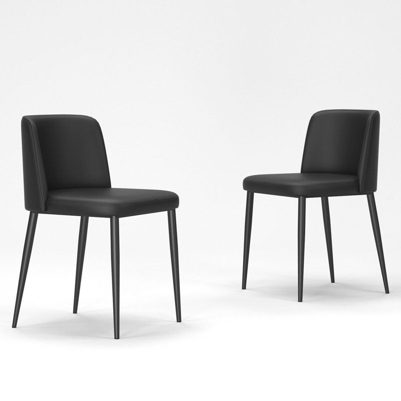 Contemporary Scandinavian Fabric Faux Leather Carbon Steel Curved Dining Chair With Backrest For Dining Room