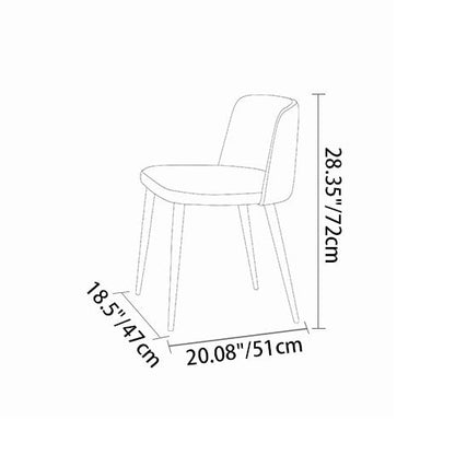 Contemporary Scandinavian Fabric Faux Leather Carbon Steel Curved Dining Chair With Backrest For Dining Room