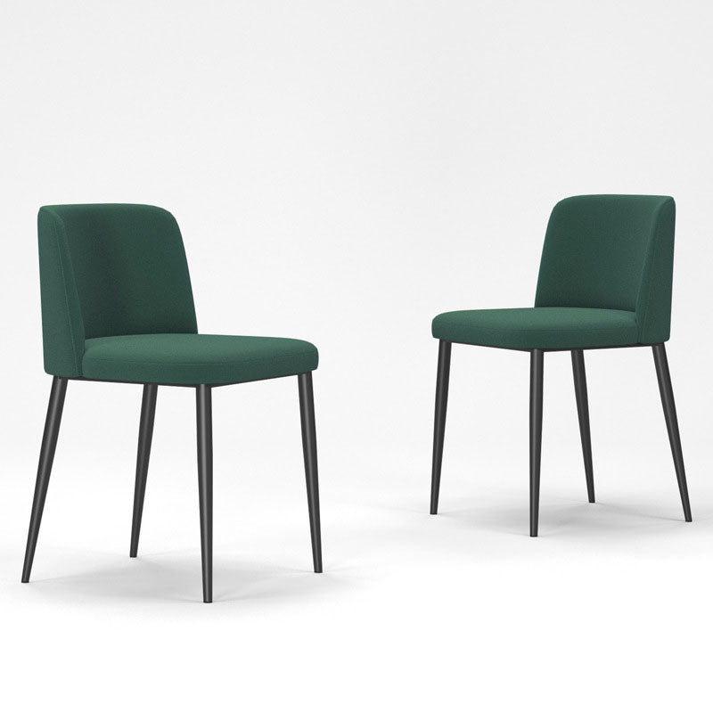 Contemporary Scandinavian Fabric Faux Leather Carbon Steel Curved Dining Chair With Backrest For Dining Room