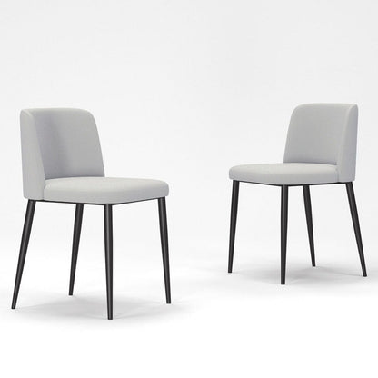 Contemporary Scandinavian Fabric Faux Leather Carbon Steel Curved Dining Chair With Backrest For Dining Room