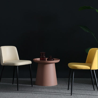 Contemporary Scandinavian Fabric Faux Leather Carbon Steel Curved Dining Chair With Backrest For Dining Room