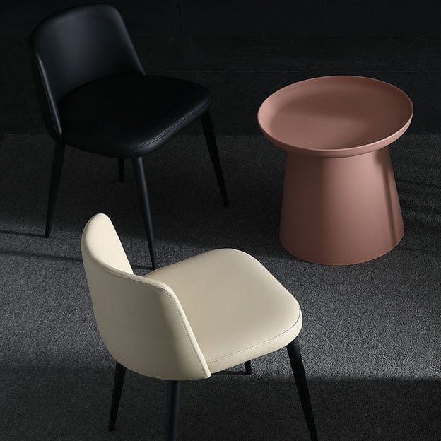 Contemporary Scandinavian Fabric Faux Leather Carbon Steel Curved Dining Chair With Backrest For Dining Room