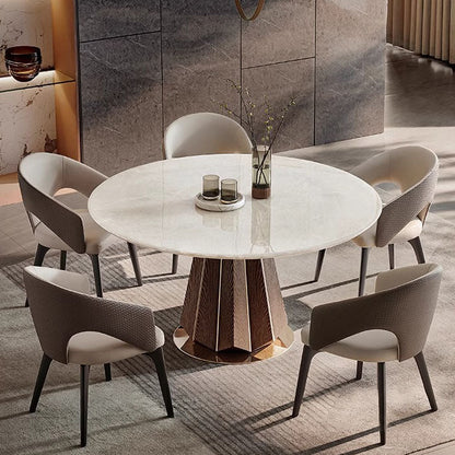 Modern Luxury PU Leather Solid Wood Curved Rounded Square Backrest Dining Chair For Dining Room