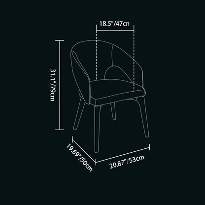Modern Luxury PU Leather Solid Wood Curved Rounded Square Backrest Dining Chair For Dining Room