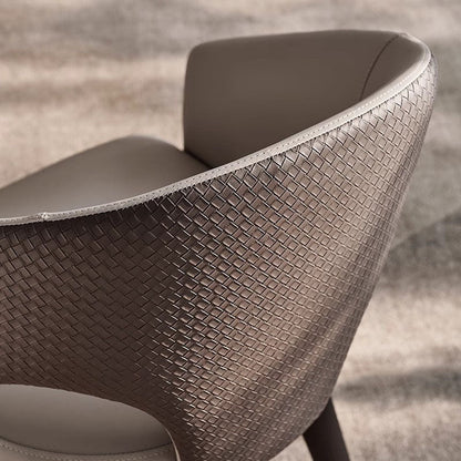 Modern Luxury PU Leather Solid Wood Curved Rounded Square Backrest Dining Chair For Dining Room