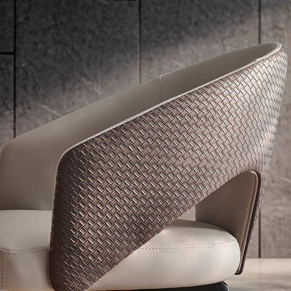 Modern Luxury PU Leather Solid Wood Curved Rounded Square Backrest Dining Chair For Dining Room