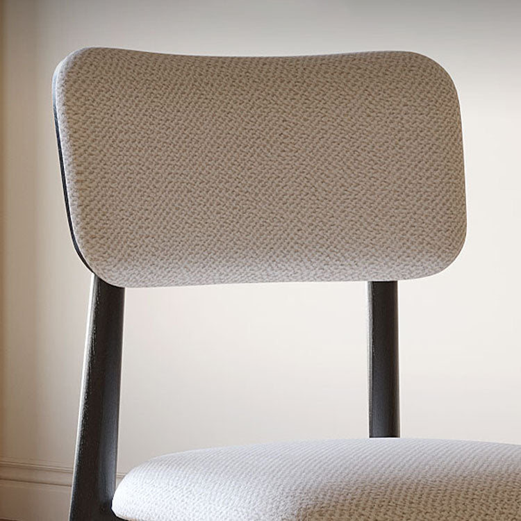 Modern Luxury Cotton Linen Solid Wood Rounded Rectangular Dining Chair With Backrest Armrest For Dining Room