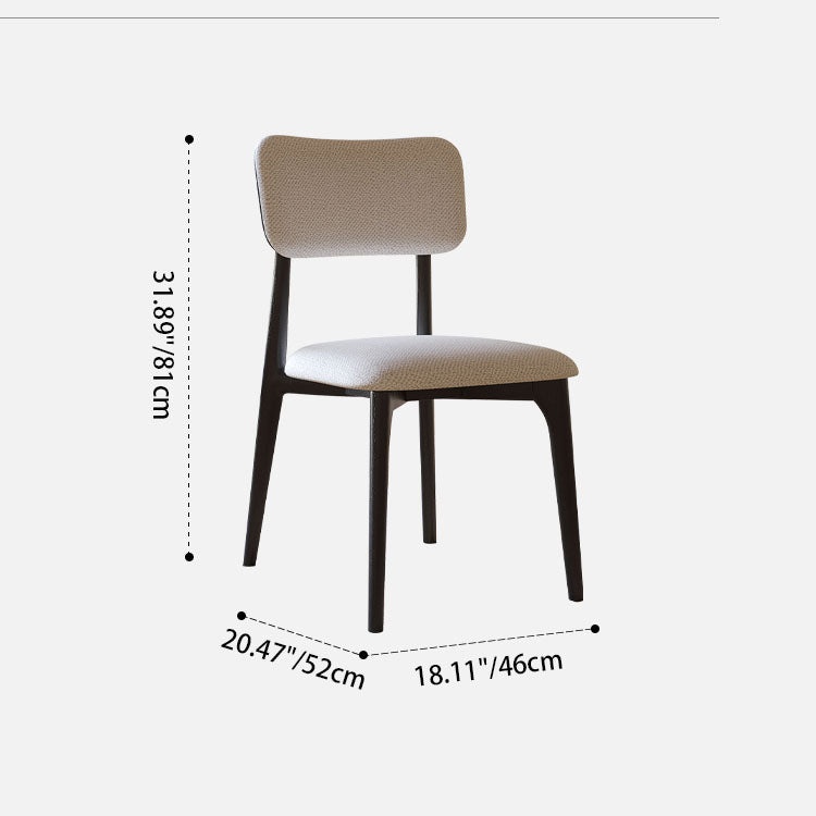 Modern Luxury Cotton Linen Solid Wood Rounded Rectangular Dining Chair With Backrest Armrest For Dining Room