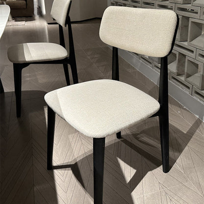 Modern Luxury Cotton Linen Solid Wood Rounded Rectangular Dining Chair With Backrest Armrest For Dining Room