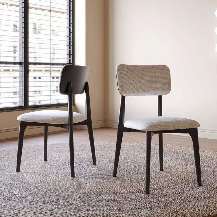 Modern Luxury Cotton Linen Solid Wood Rounded Rectangular Dining Chair With Backrest Armrest For Dining Room